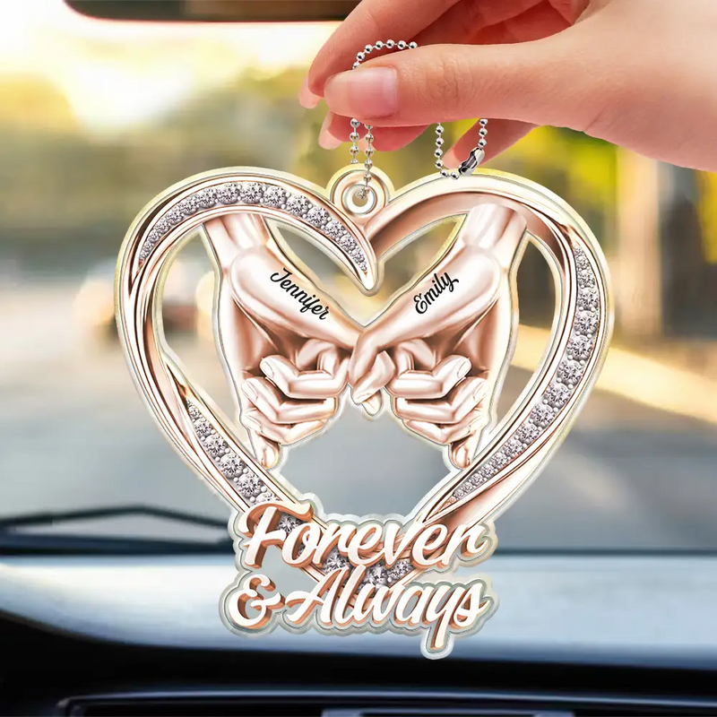 3D Metal Effect Couple Holding Hands You & Me We Got This - Personalized Acrylic Car Hanger