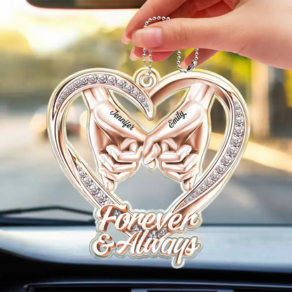 3D Metal Effect Couple Holding Hands You & Me We Got This - Personalized Acrylic Car Hanger