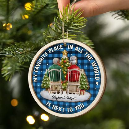 3D Effect Couple My Favorite Place - Personalized Wooden Ornament
