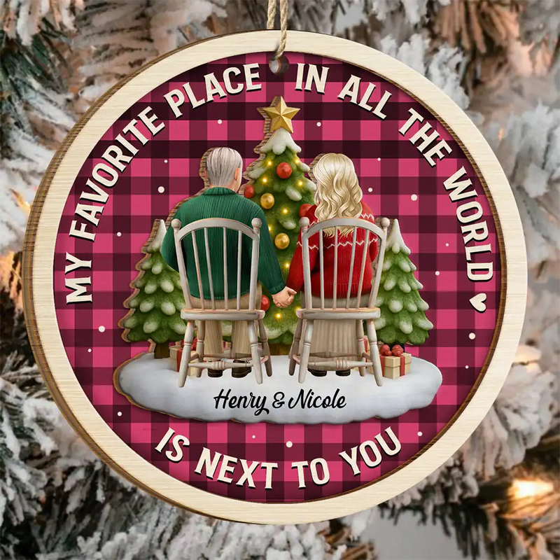 3D Effect Couple My Favorite Place - Personalized Wooden Ornament