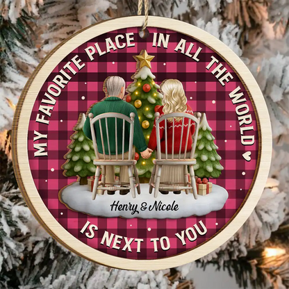 3D Effect Couple My Favorite Place - Personalized Wooden Ornament