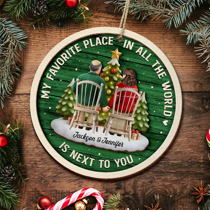 3D Effect Couple My Favorite Place - Personalized Wooden Ornament