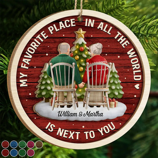 3D Effect Couple My Favorite Place - Personalized Wooden Ornament
