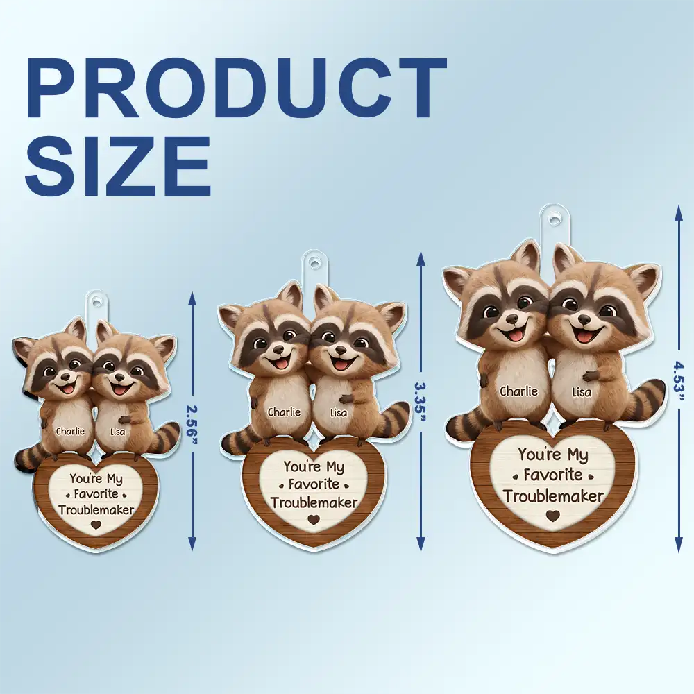 3D Effect Couple Raccoon You're Weird I'll Keep You - Personalized Acrylic Car Hanger