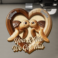 3D Effect Couple Turtles You & Me We Got This - Personalized Custom Shaped Car Visor Clip