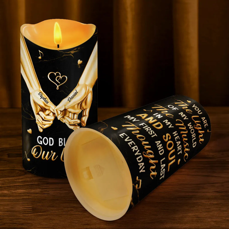 3D Effect Couple You Are The Light Of My World - Personalized Flameless LED Candle