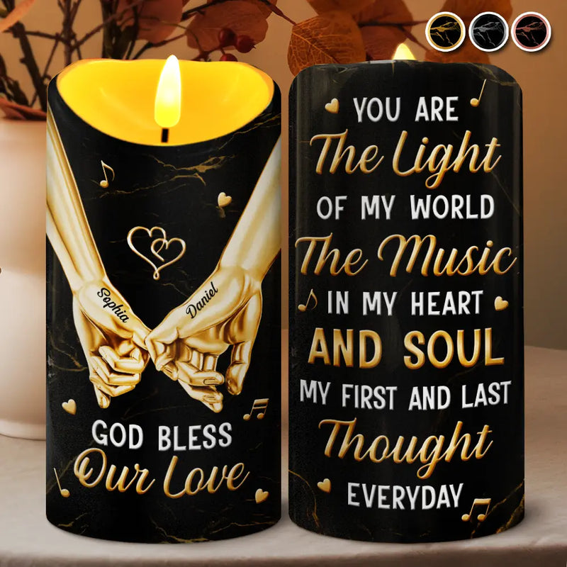 3D Effect Couple You Are The Light Of My World - Personalized Flameless LED Candle