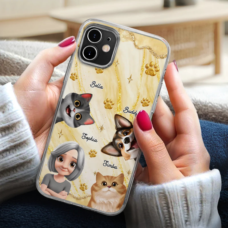 3D Effect Dog Cat Mom - Personalized Clear Phone Case