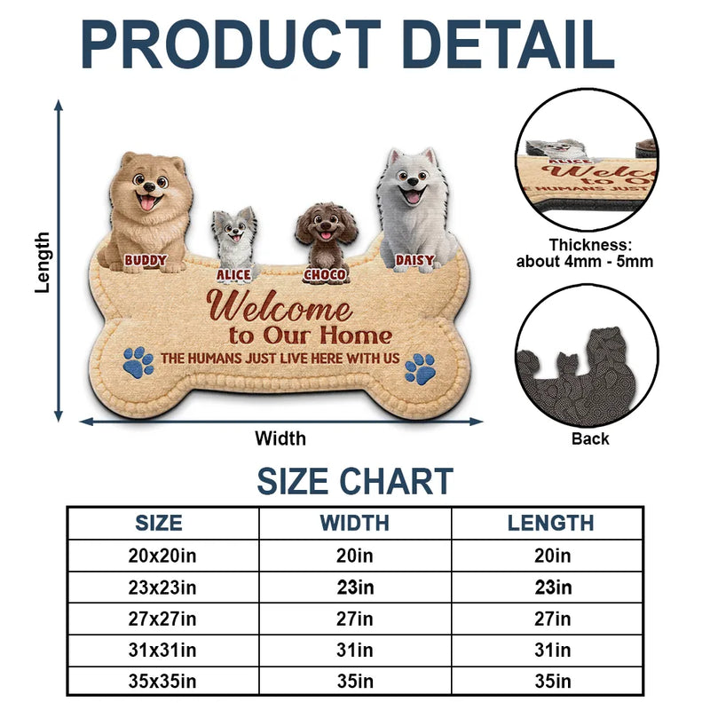 3D Effect Dogs Welcome To Our Home - Personalized Custom Shaped Doormat
