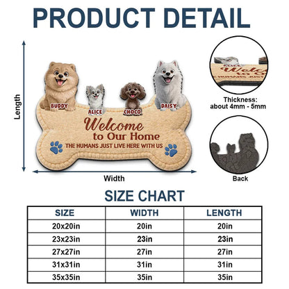 3D Effect Dogs Welcome To Our Home - Personalized Custom Shaped Doormat