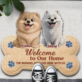 3D Effect Dogs Welcome To Our Home - Personalized Custom Shaped Doormat