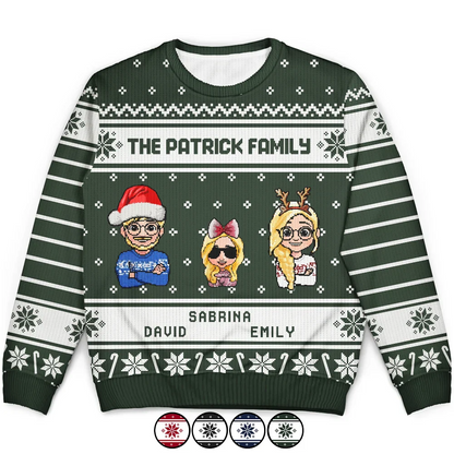 3D Effect Family - Personalized Unisex Ugly Sweater