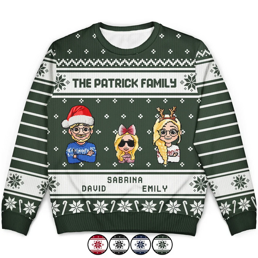 3D Effect Family - Personalized Unisex Ugly Sweater