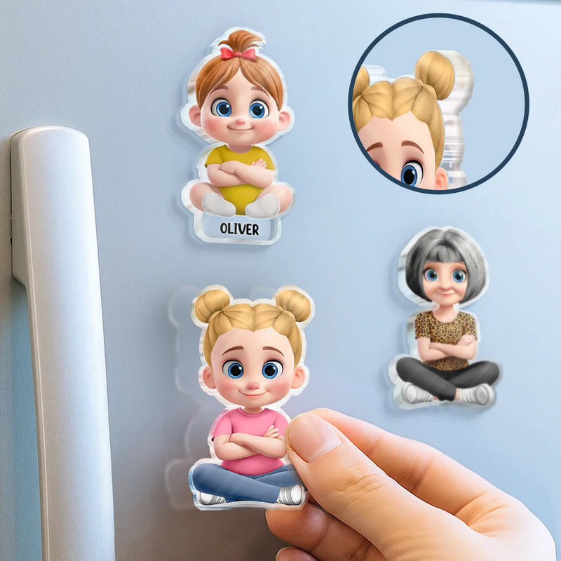 3D Effect Family Member Cross Arm - Personalized Acrylic Fridge Magnet