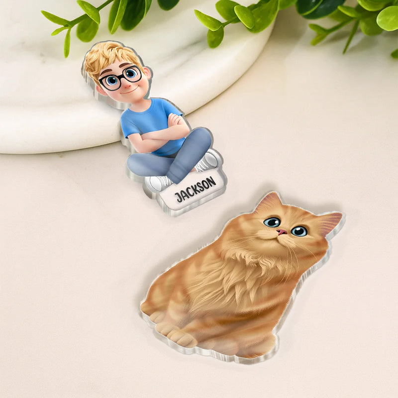 3D Effect Family Member Cross Arm - Personalized Acrylic Fridge Magnet