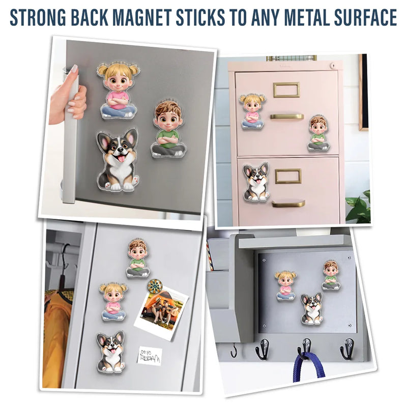 3D Effect Family Member Cross Arm - Personalized Acrylic Fridge Magnet