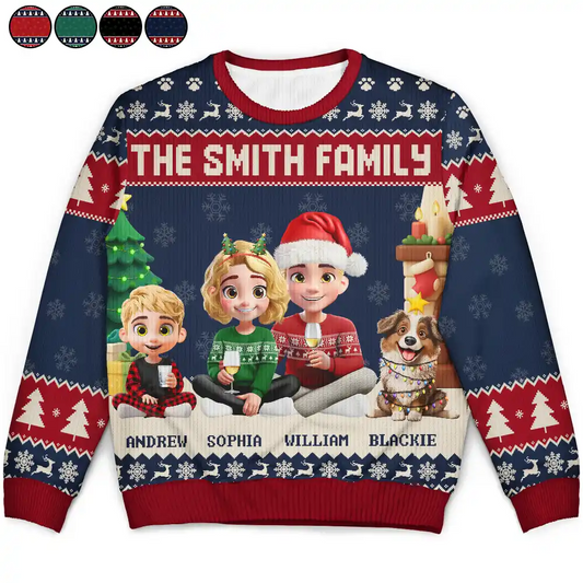 3D Effect Family Merry Christmas - Personalized Unisex Ugly Sweater