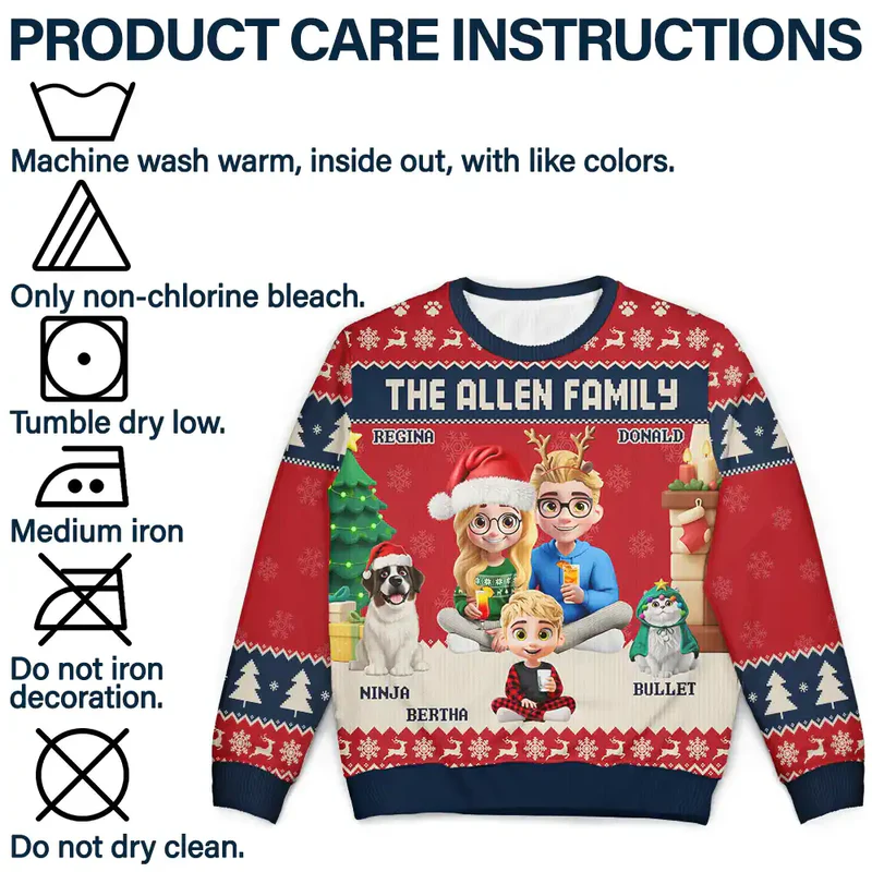 3D Effect Family Merry Christmas - Personalized Unisex Ugly Sweater