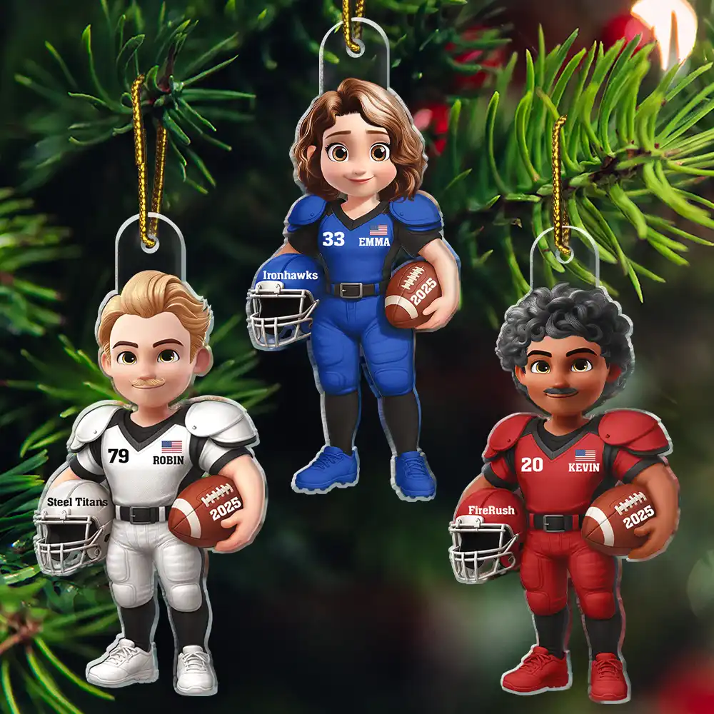 3D Effect Football Player - Personalized Custom Shaped Acrylic Ornament