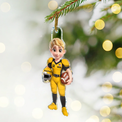 3D Effect Football Player - Personalized Custom Shaped Acrylic Ornament