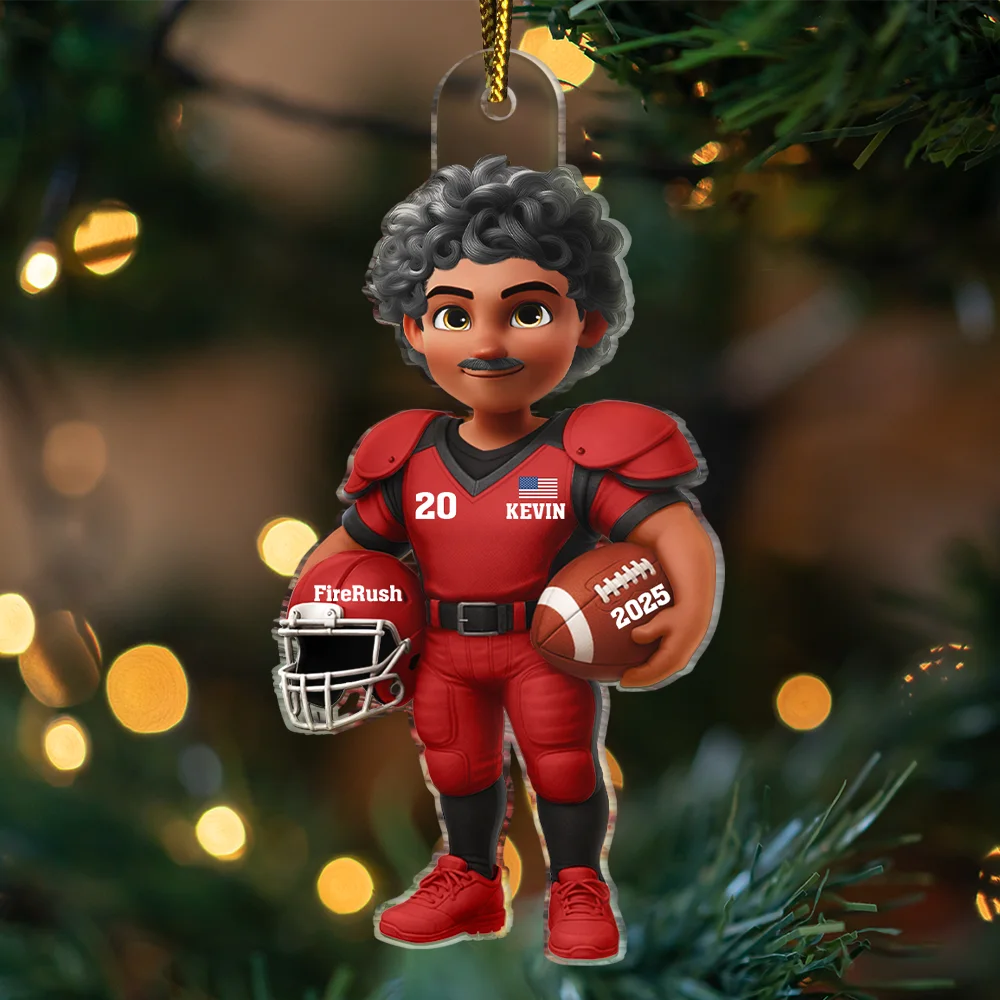 3D Effect Football Player - Personalized Custom Shaped Acrylic Ornament