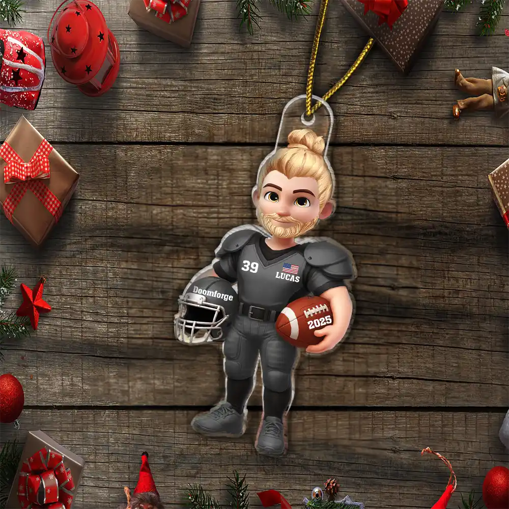 3D Effect Football Player - Personalized Custom Shaped Acrylic Ornament