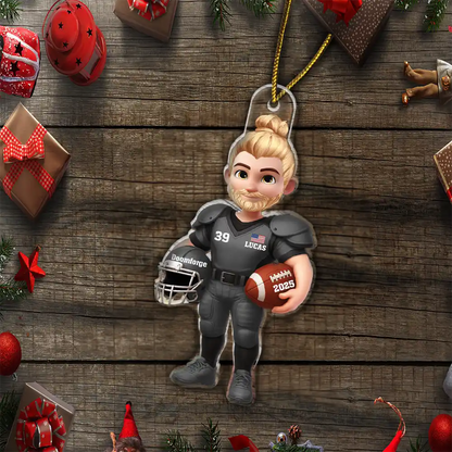 3D Effect Football Player - Personalized Custom Shaped Acrylic Ornament