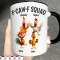 3D Effect Funny Chickens F-CAW-F Squad - Personalized Accent Mug