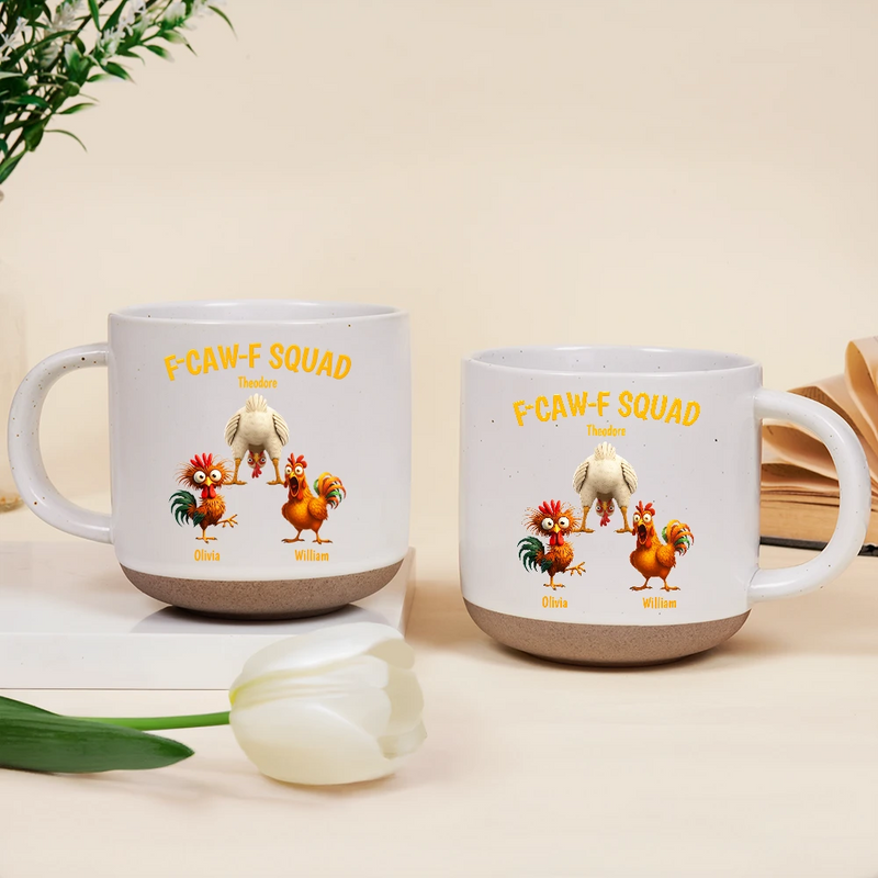 3D Effect Funny Chickens F-CAW-F Squad - Personalized Pottery Mug