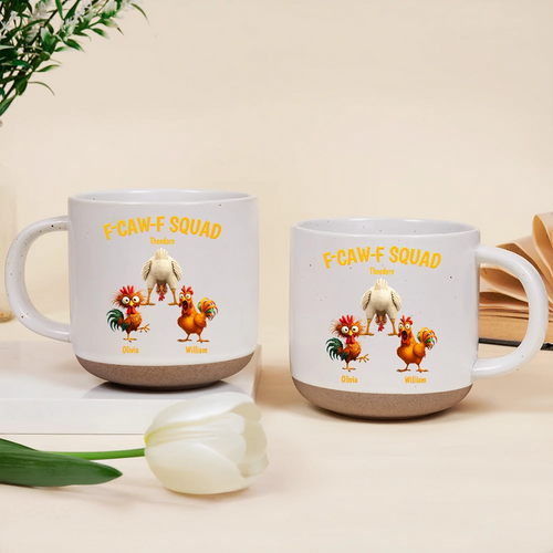 3D Effect Funny Chickens F-CAW-F Squad - Personalized Pottery Mug