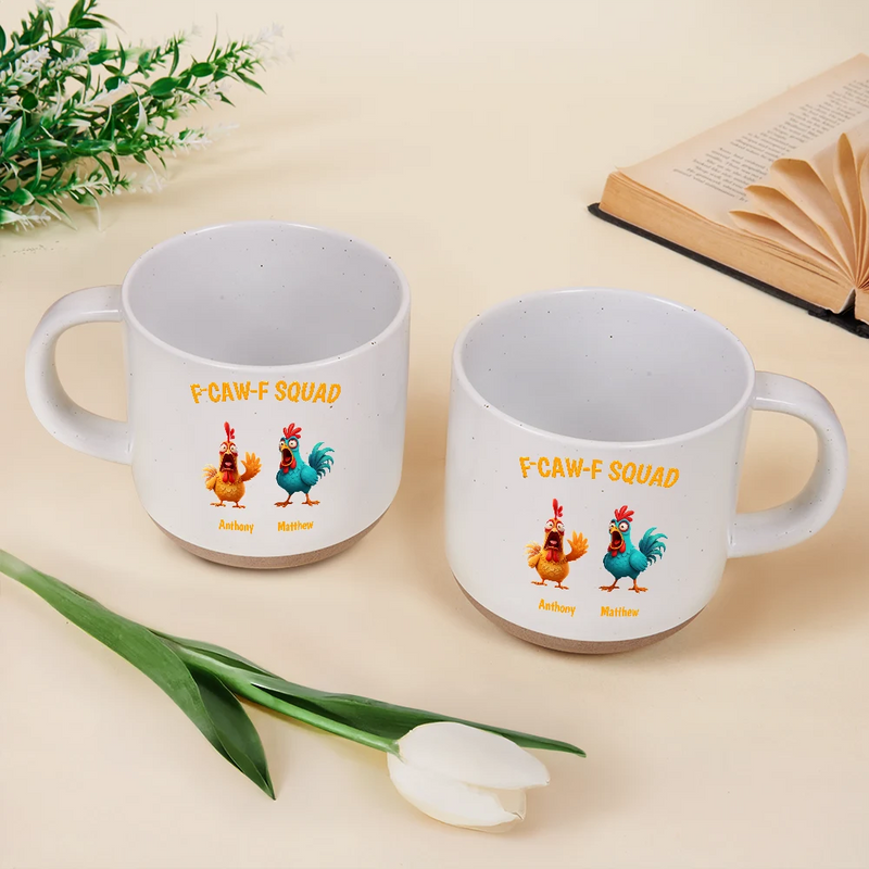 3D Effect Funny Chickens F-CAW-F Squad - Personalized Pottery Mug
