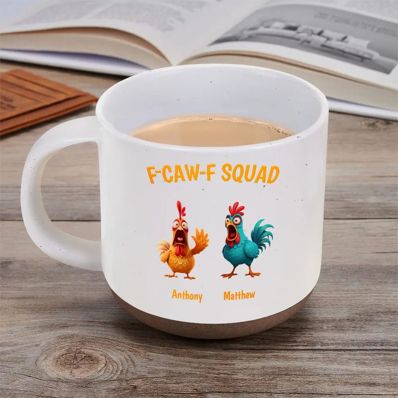 3D Effect Funny Chickens F-CAW-F Squad - Personalized Pottery Mug