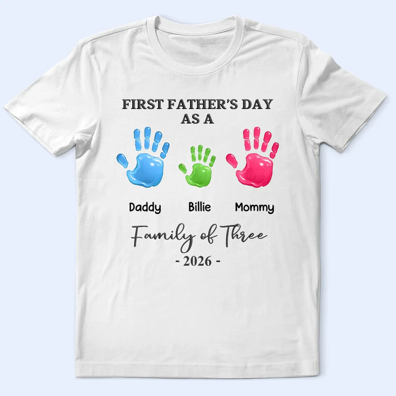 3D Effect Handprints Family - Personalized T Shirt