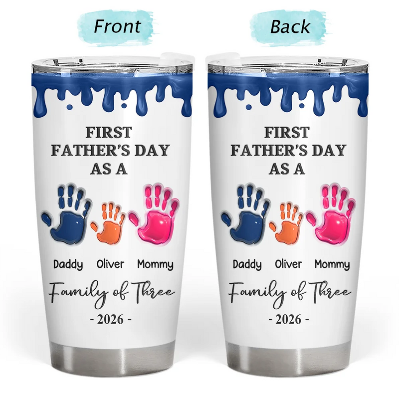 3D Effect Handprints Family - Personalized Tumbler