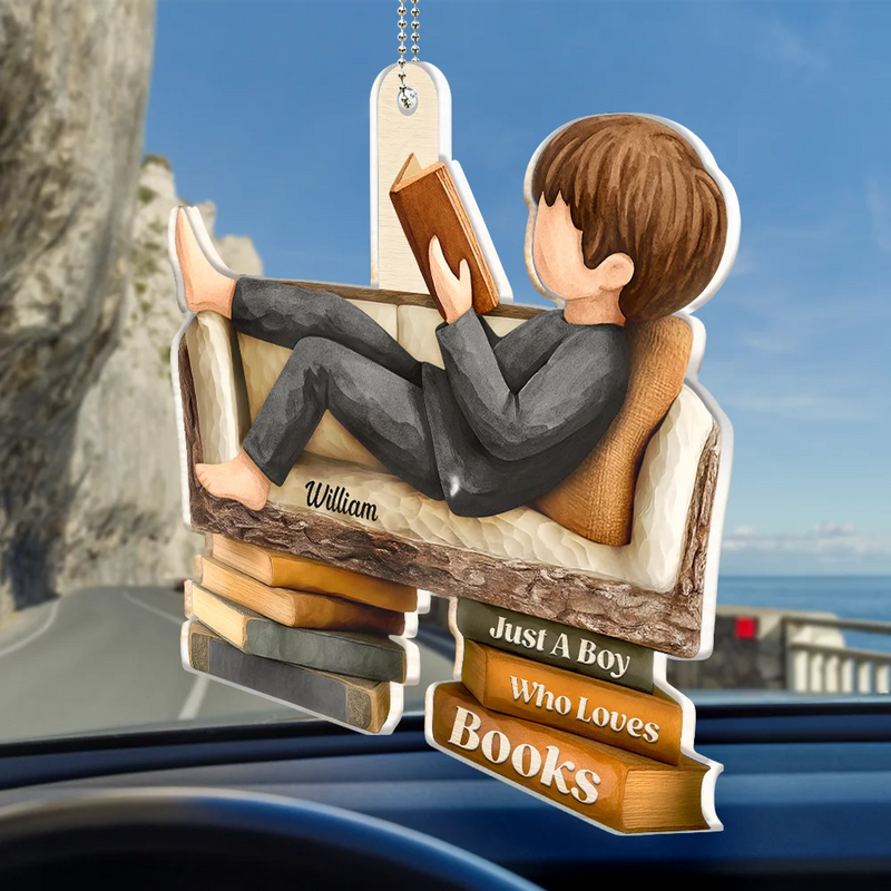 3D Effect Just A Girl Who Loves Books - Personalized Acrylic Car Hanger