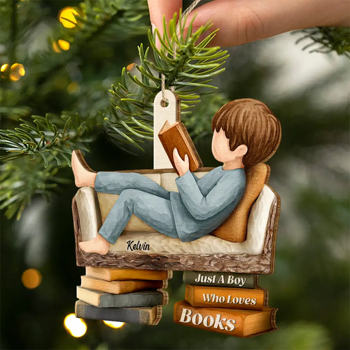 3D Effect Just A Girl Who Loves Books - Personalized Custom Shaped Wooden Ornament