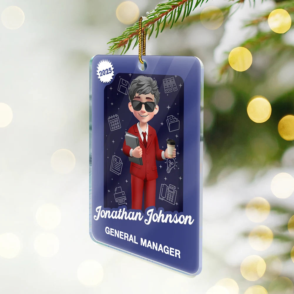 3D Effect Officer Woman Man Toy Box - Personalized Custom Shaped Acrylic Ornament