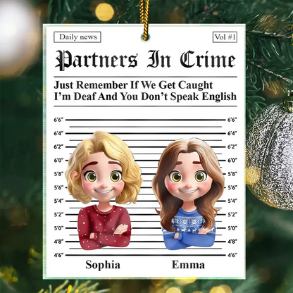 3D Effect Partners In Crime Daily News - Personalized Custom Shaped Acrylic Ornament