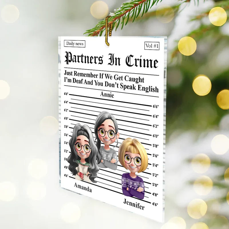 3D Effect Partners In Crime Daily News - Personalized Custom Shaped Acrylic Ornament