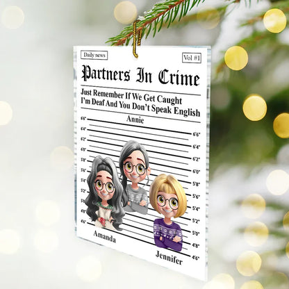 3D Effect Partners In Crime Daily News - Personalized Custom Shaped Acrylic Ornament