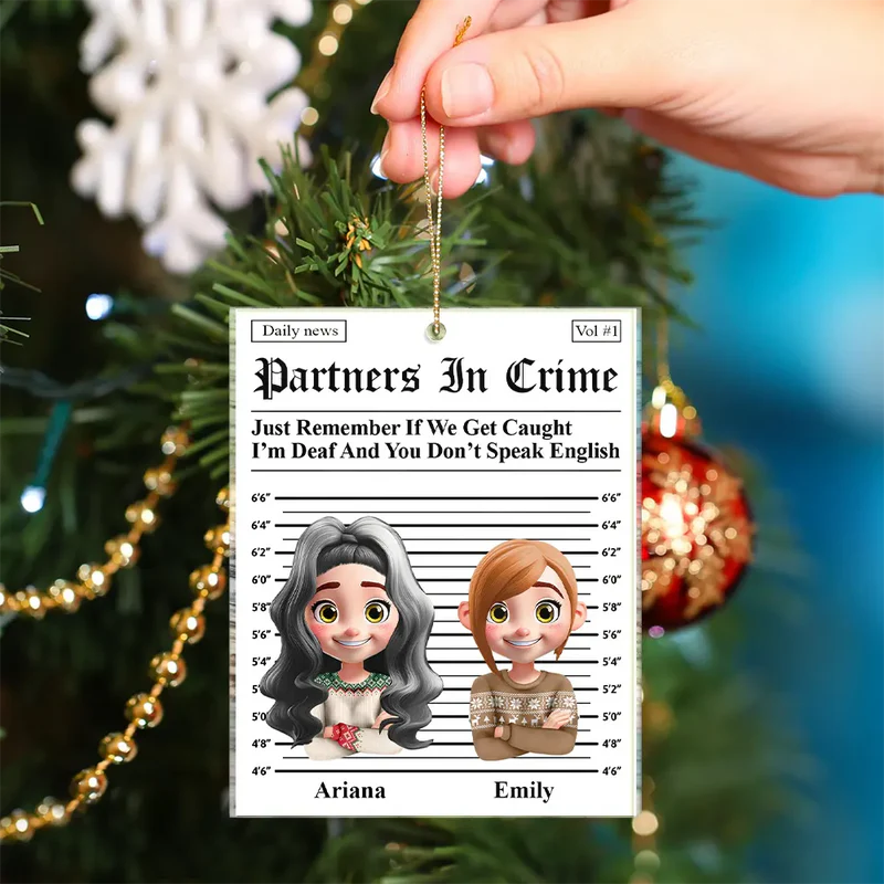 3D Effect Partners In Crime Daily News - Personalized Custom Shaped Acrylic Ornament