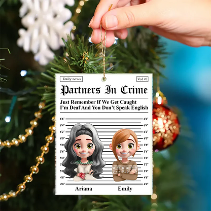 3D Effect Partners In Crime Daily News - Personalized Custom Shaped Acrylic Ornament