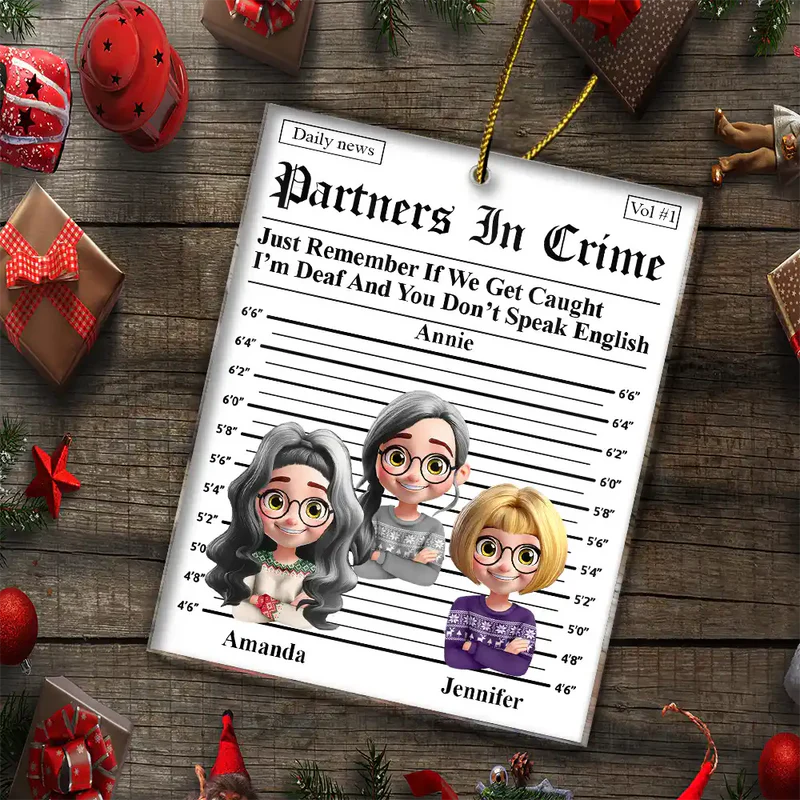 3D Effect Partners In Crime Daily News - Personalized Custom Shaped Acrylic Ornament