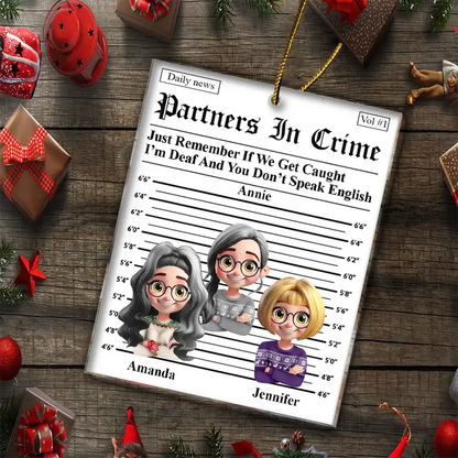 3D Effect Partners In Crime Daily News - Personalized Custom Shaped Acrylic Ornament