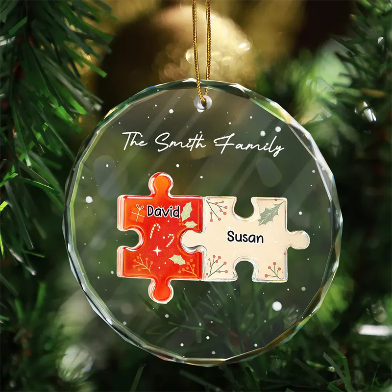 3D Effect Puzzle Family - Personalized Custom Shaped Acrylic Ornament