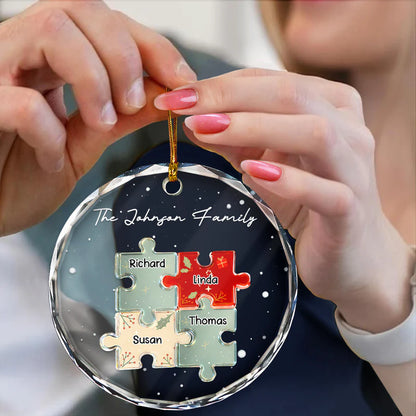 3D Effect Puzzle Family - Personalized Custom Shaped Acrylic Ornament