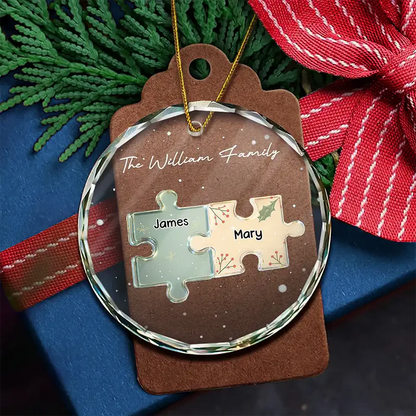 3D Effect Puzzle Family - Personalized Custom Shaped Acrylic Ornament