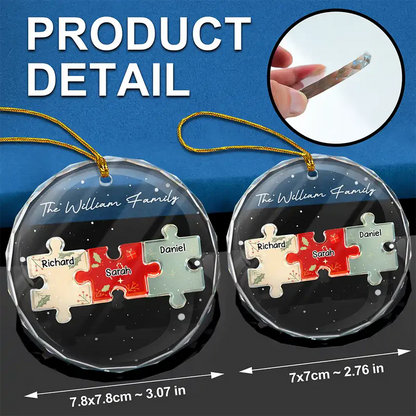 3D Effect Puzzle Family - Personalized Custom Shaped Acrylic Ornament