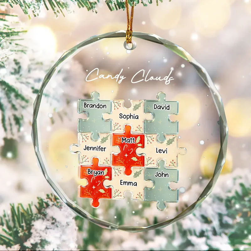 3D Effect Puzzle Family - Personalized Custom Shaped Acrylic Ornament
