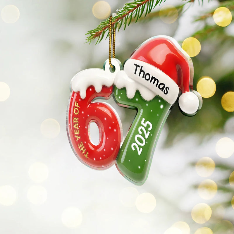 3D Effect Six Seven Funny Slang - Personalized Custom Shaped Acrylic Ornament